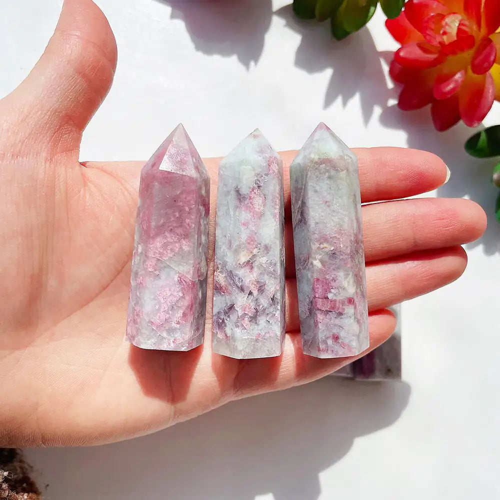 Natural Plum Blossom Tourmaline Crystal Point